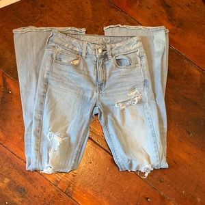 High rise artist stretch flats bottom distressed